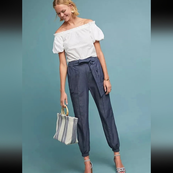 Anthropologie Globetrotter Cotton Chambray Joggers - Picture 16 of 16